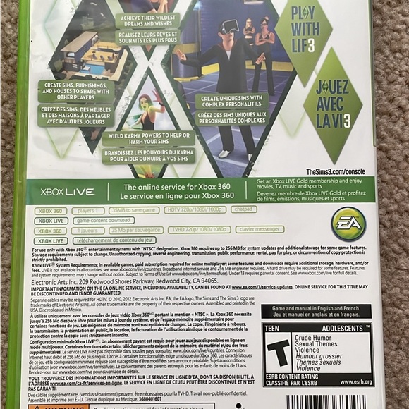 🌸2/$10 The Sims 3 for Xbox 360 - Picture 2 of 4